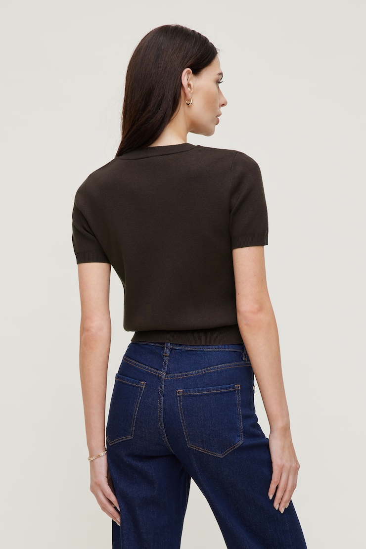 Clara Short Sleeve Sweater Chocolate Torte Brown large