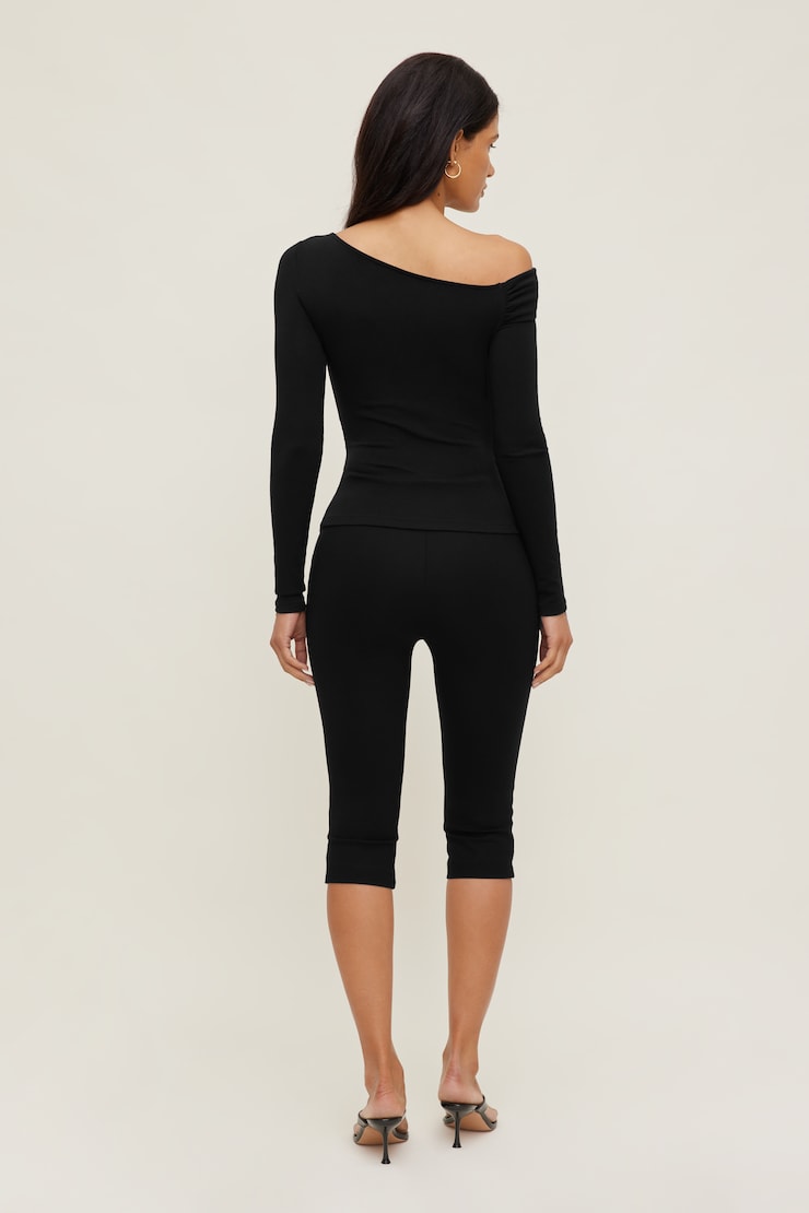 Twisted Long Sleeve Top Jet Black large