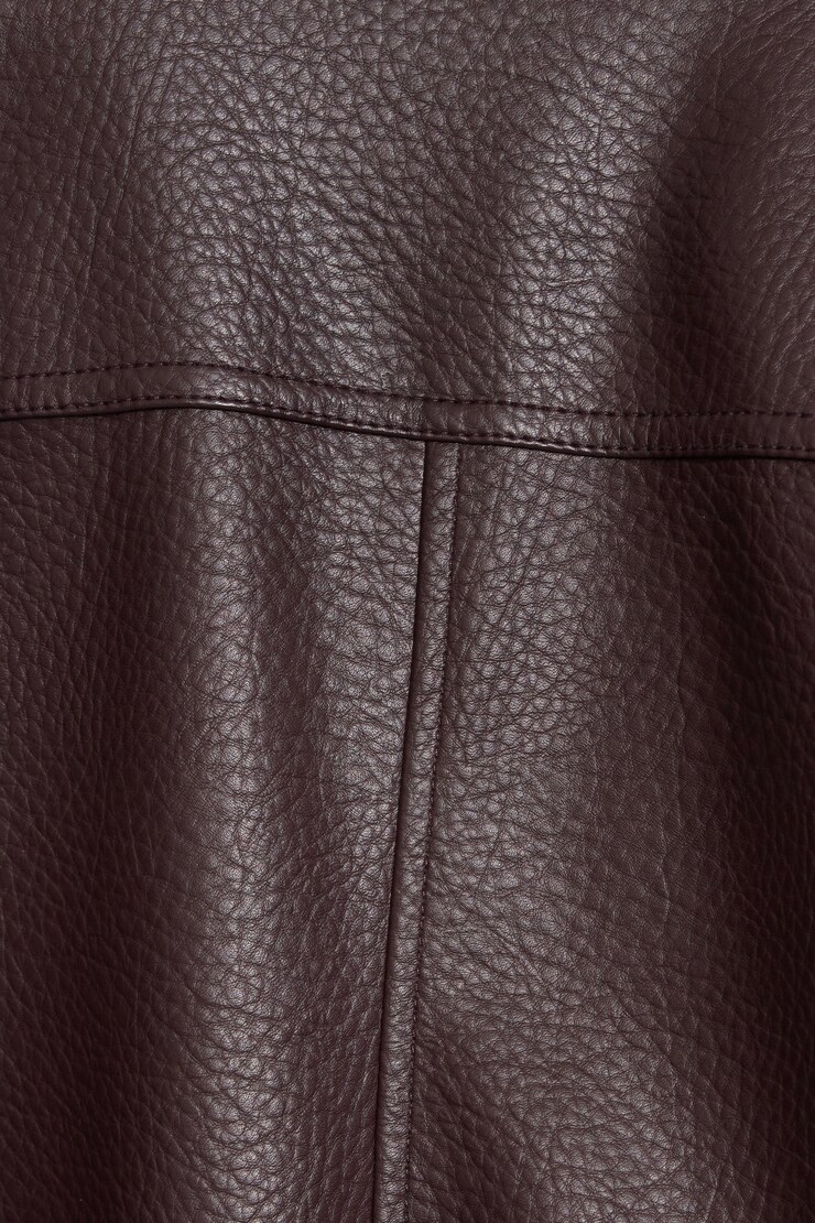 Oversized Faux Leather Bomber, Deep Burgundy, large