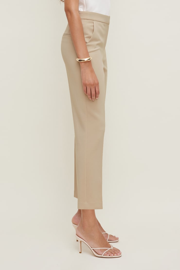 High Rise Slim Fit Pants Warm Oats Beige large