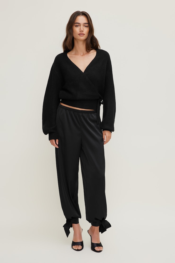 Satin Balloon Pants Jet Black large