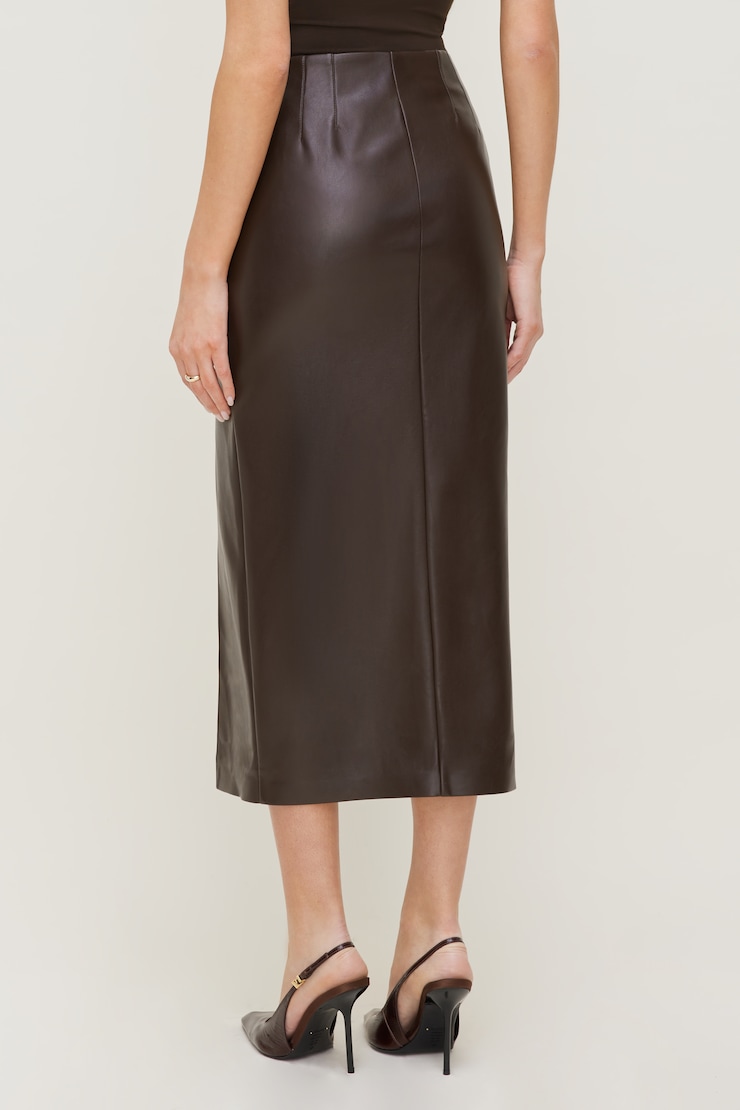 Marlow Faux Leather Midi Skirt Java Brown large