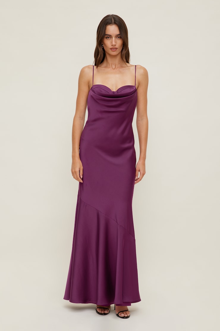Bustier Satin Maxi Dress Plum Caspia Purple large