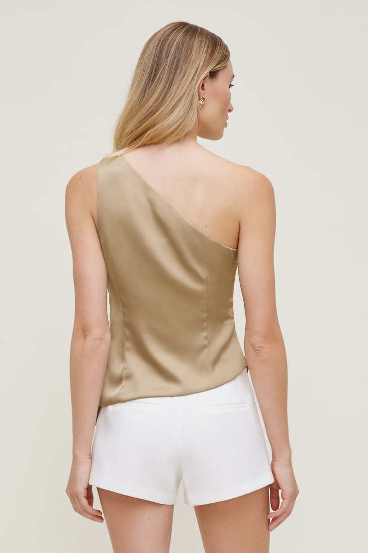 Haut en satin à épaule dégagée