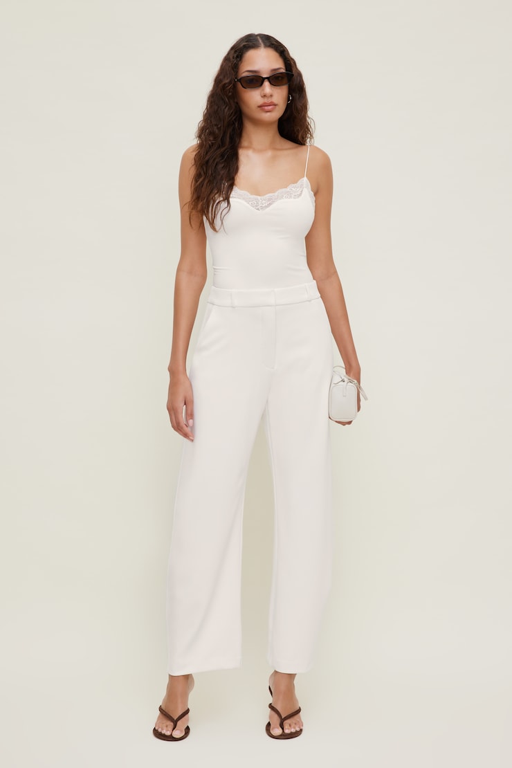 Sculpt Lace Trim Bodysuit White | Dynamite
