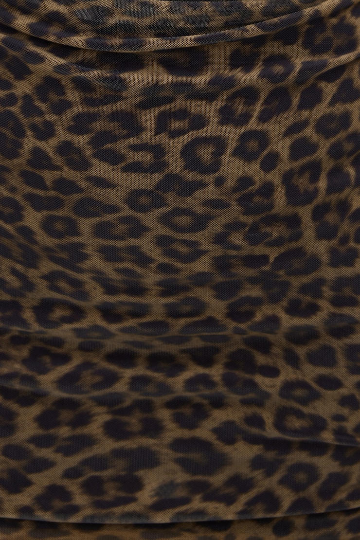 Alaia Mesh Mini Dress Leopard Brown large