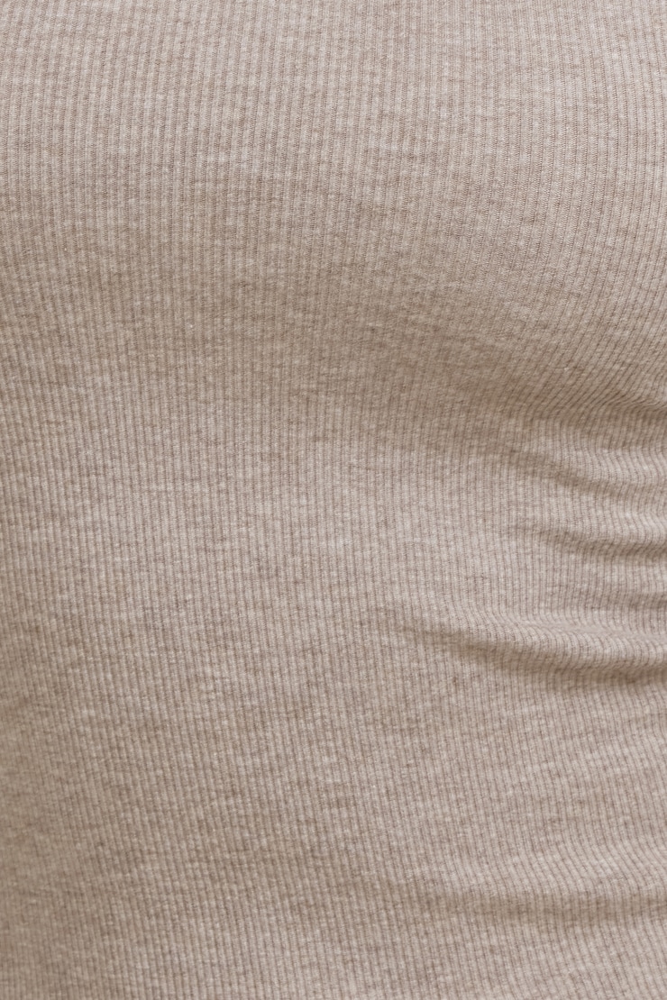 Tedi Ribbed Long Sleeve T Shirt Chalet Brown Melange large
