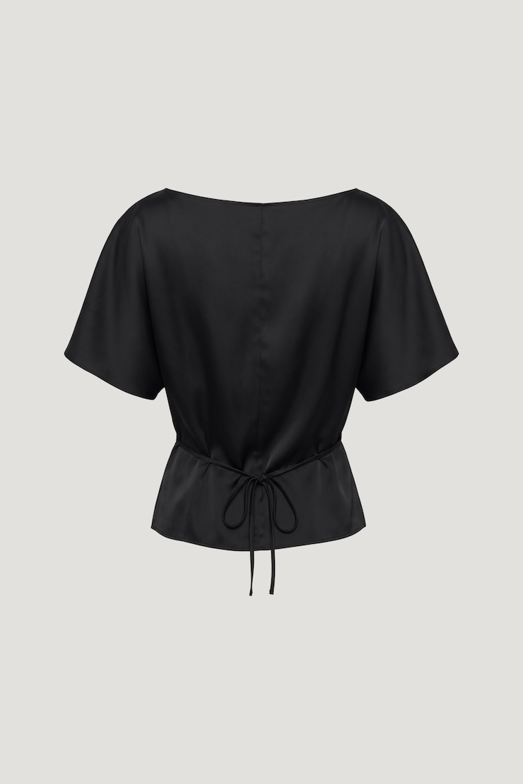 Farra Satin Blouse Jet Black large