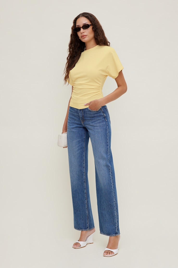 Andrea Cotton Spandex T Shirt Pale Yellow large