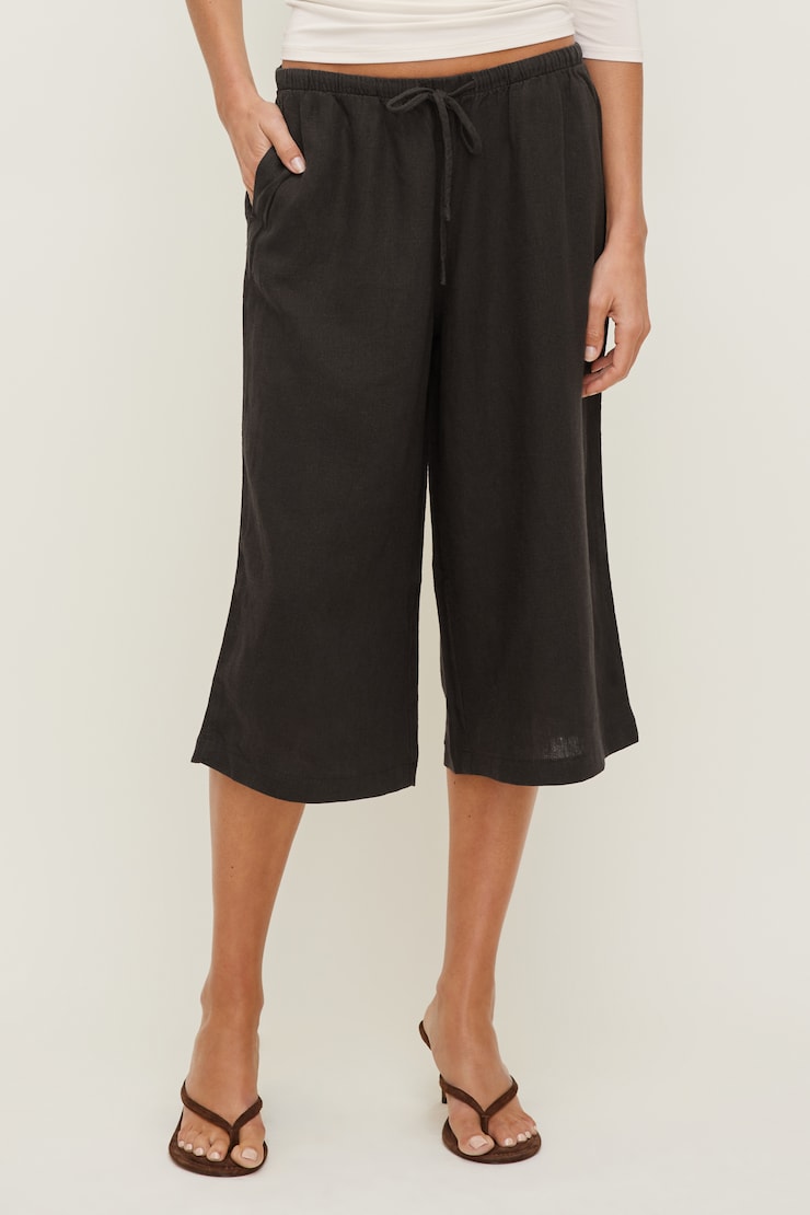 Leo Linen Capri Pants Chocolate Torte Brown large