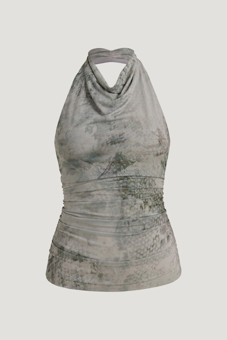 Bry Mesh Halter Top Blue Snakeskin large