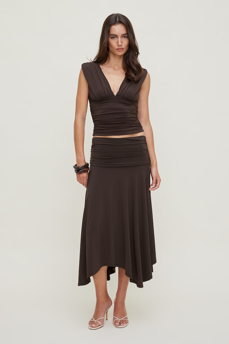 Sculpt Plunge Tank Top Java Brown large