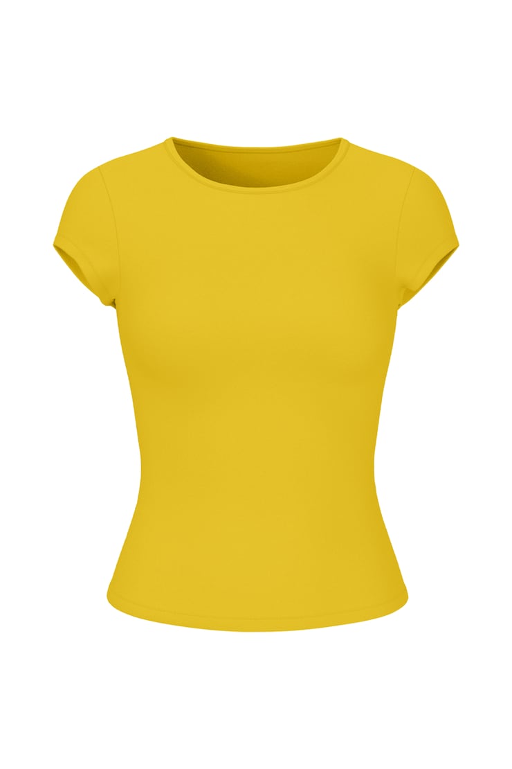 Sleek Crewneck T-Shirt, Primrose Yellow, large