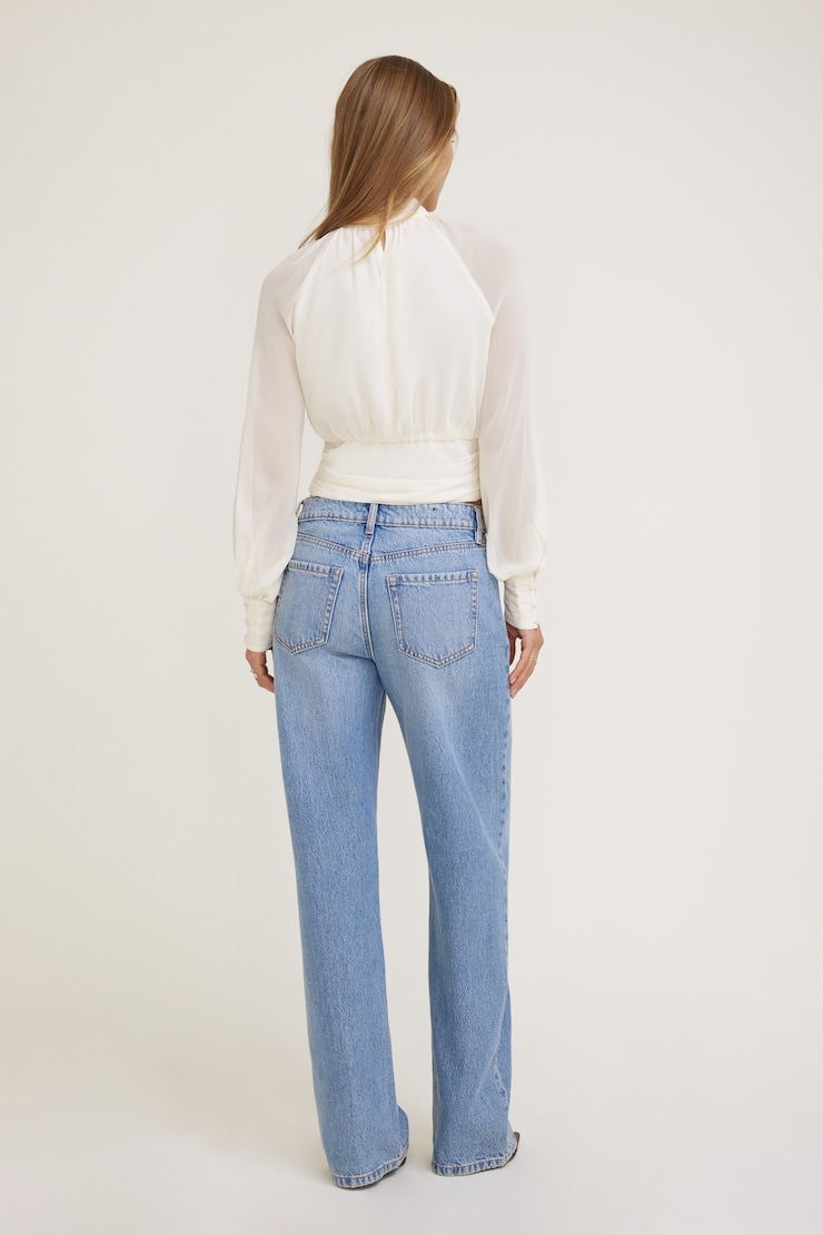 Mock Neck Chiffon Blouse Sea Salt Off White large