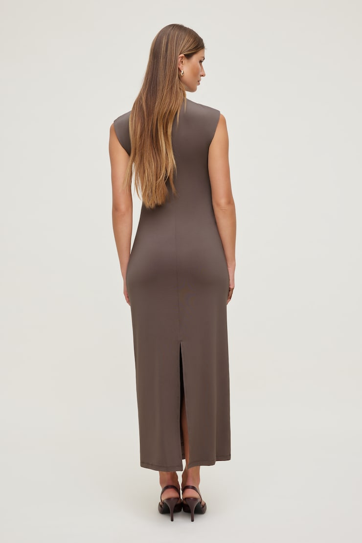 Bria Sculpt Maxi Dress Iron Taupe large