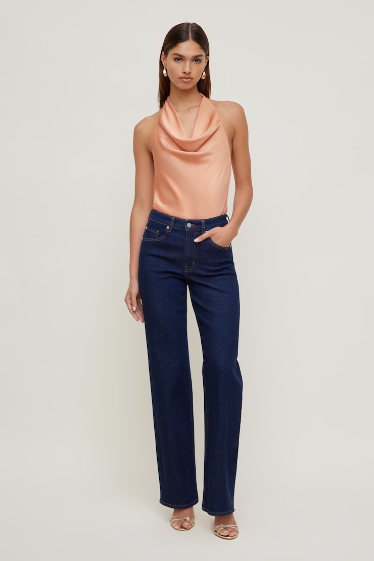 Heidi Stretch High Rise Wide Leg Jeans Dark Indigo / Indigo Rinse large