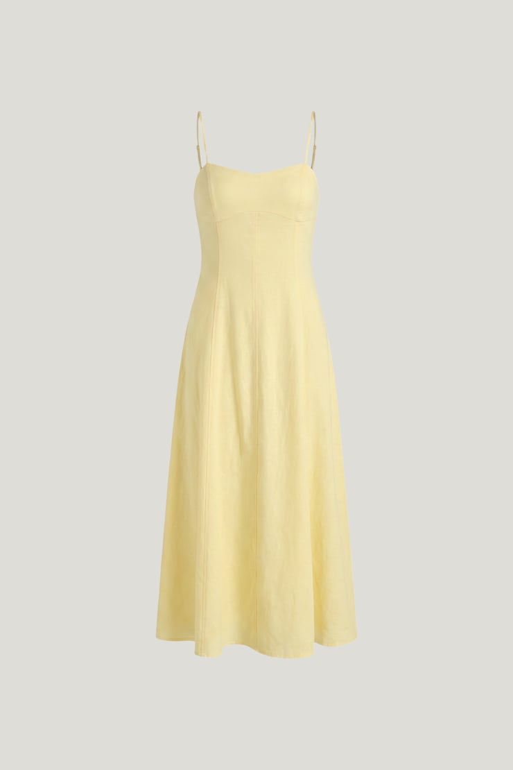 Belle Linen Midi Dress Double Cream Yellow large
