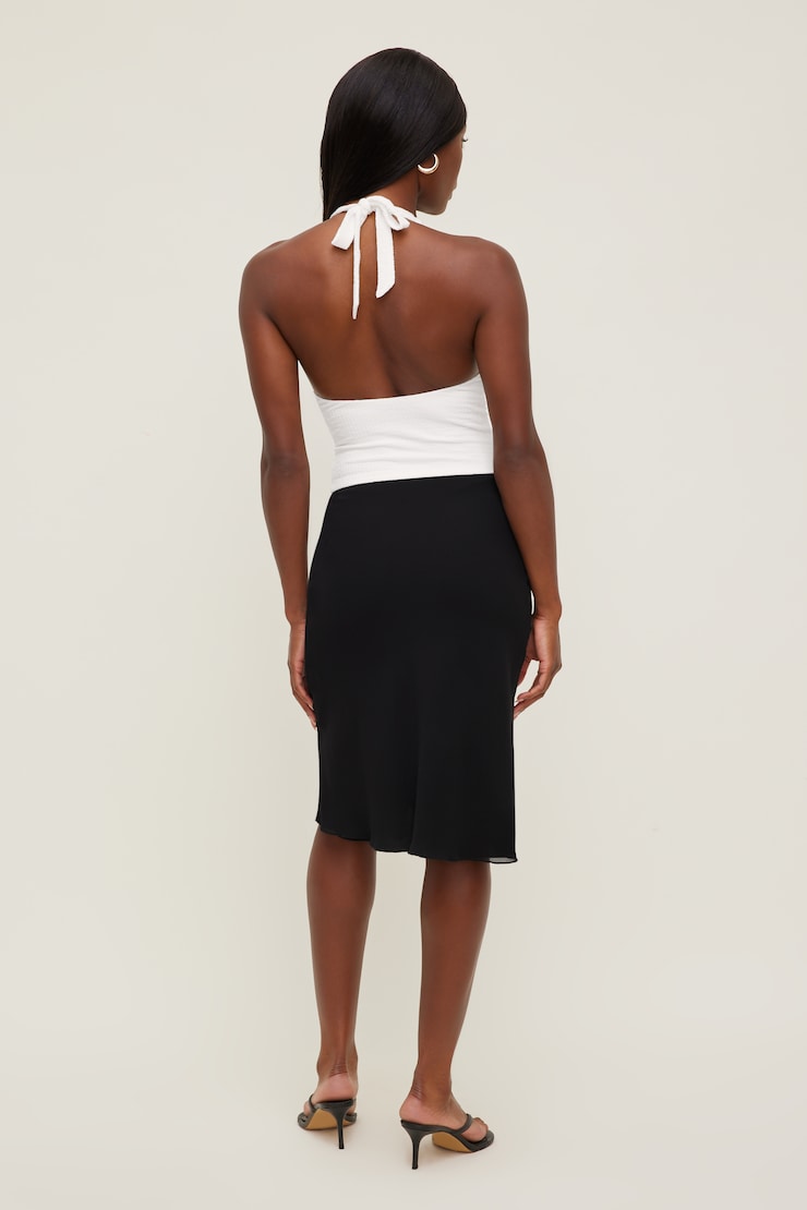 Textured Plunge Halter Top Bright White large