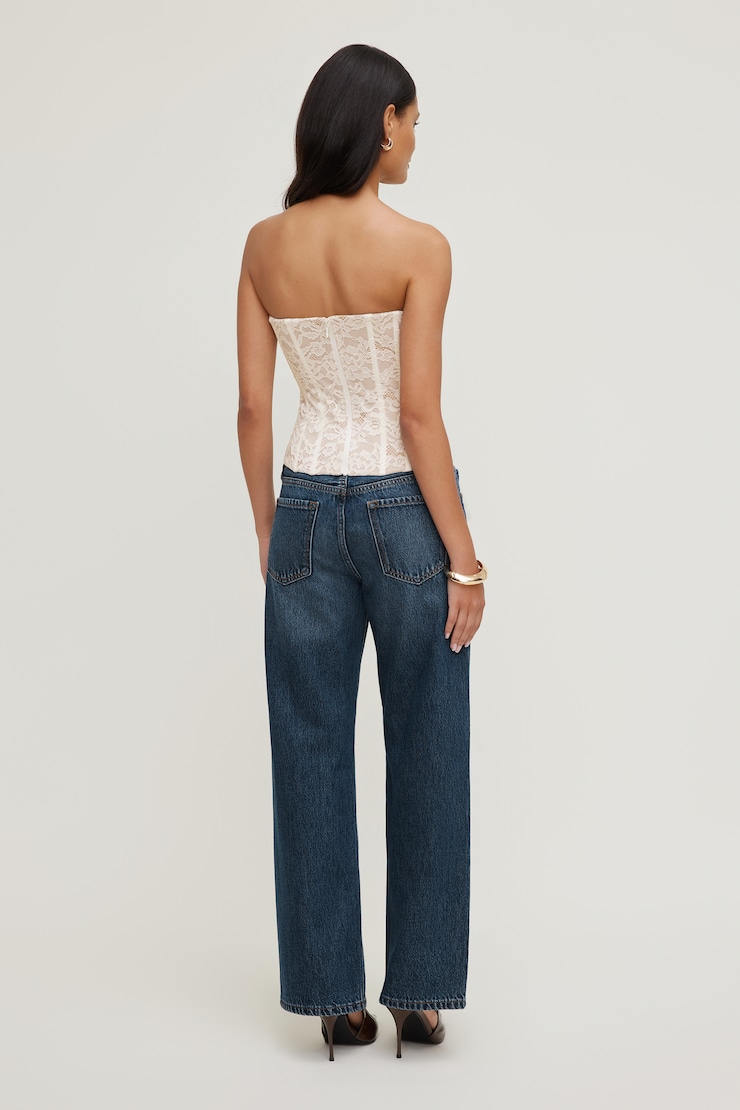 Haut corset en dentelle Crème sel de mer large