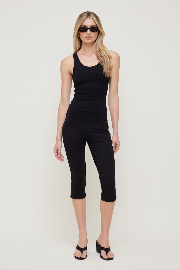 Ellie Ribbed Tank Top Jet Black large