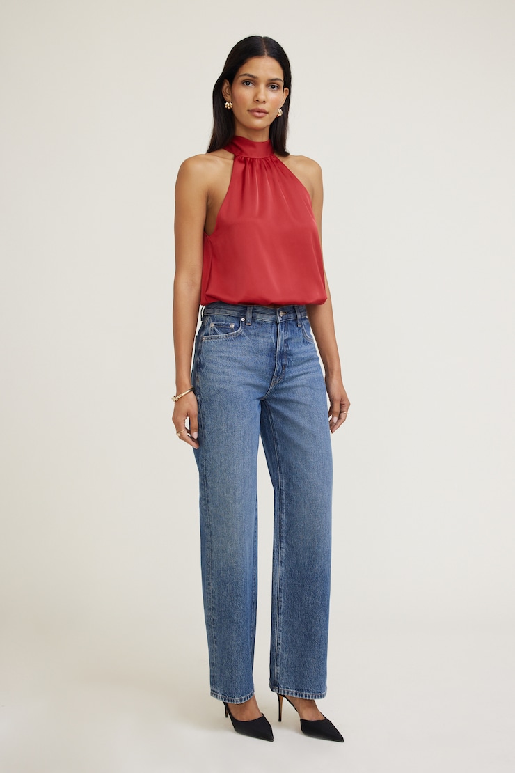 Paloma Bubble Satin Halter Blouse