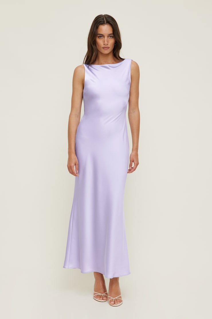 Nora Satin Maxi Slip Dress Purple Heather large