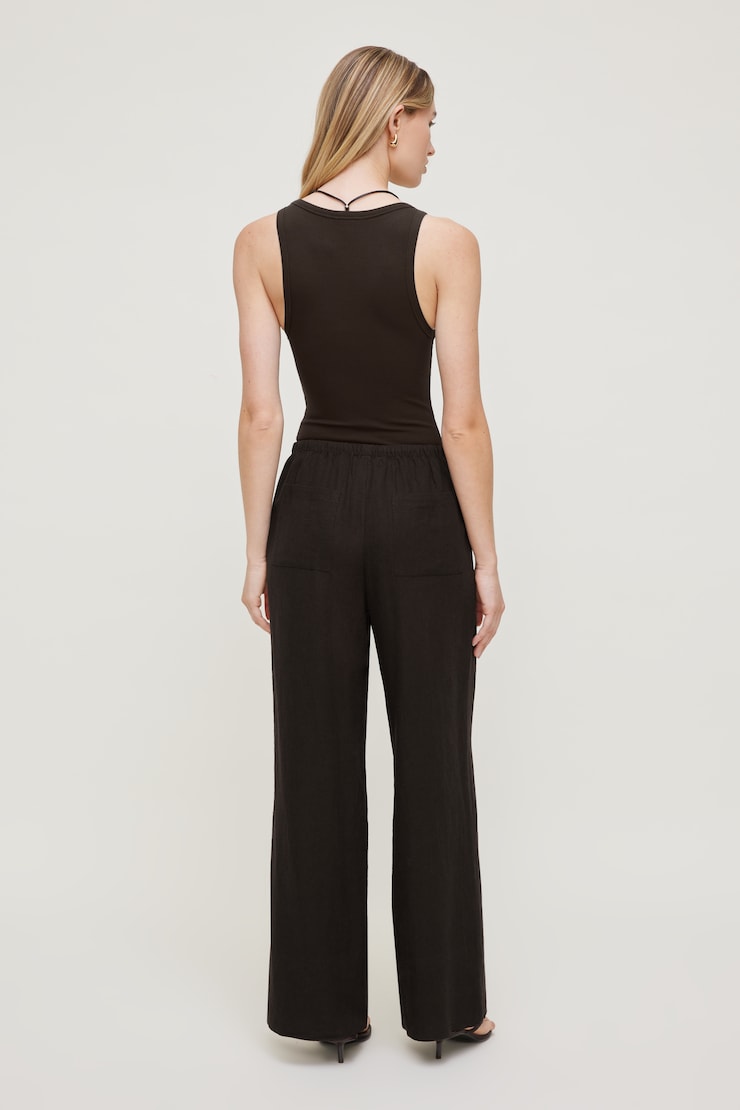 Leo Linen Wide Leg Pants Linen Chocolate Torte Brown large