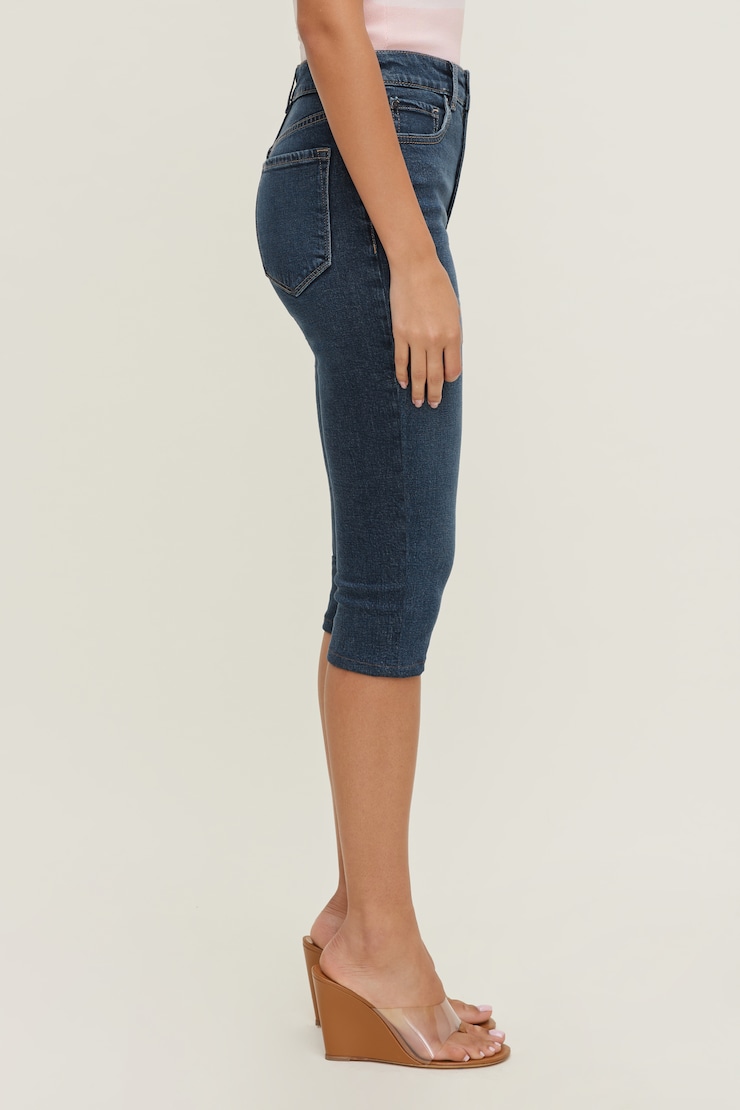 Stretch High Rise Slim Capri Jeans Medium Dark Indigo / Florence large