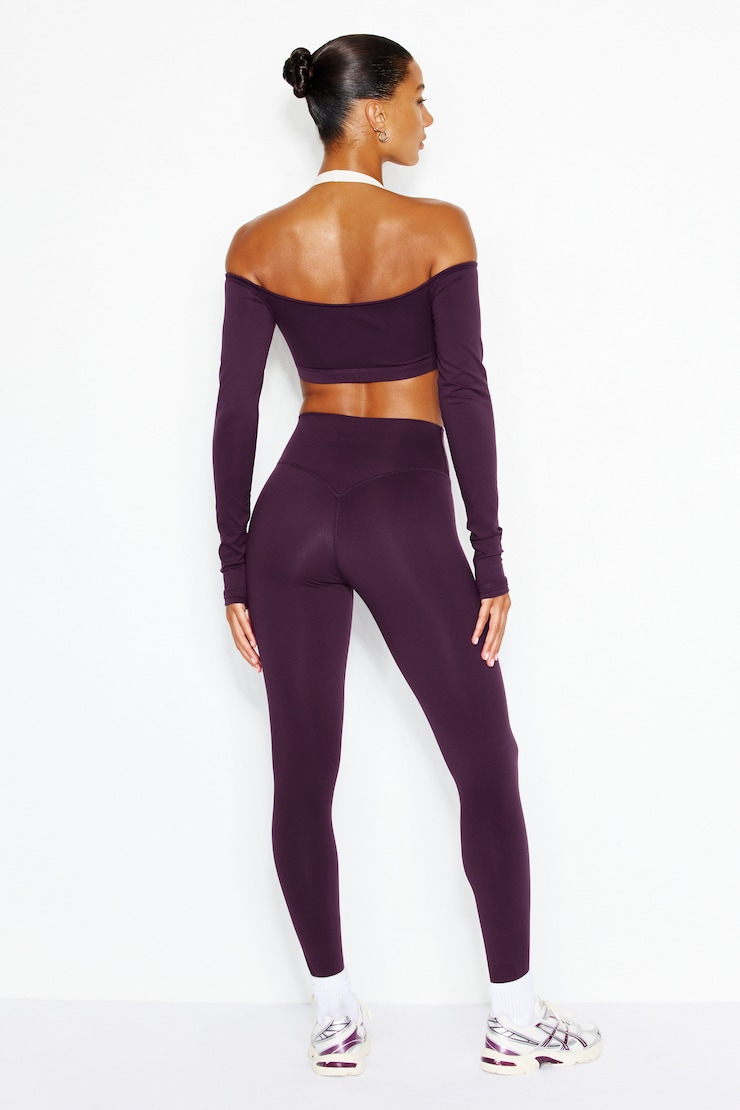 Perfect Peach Active Leggings, Wild Berry Maroon, large
