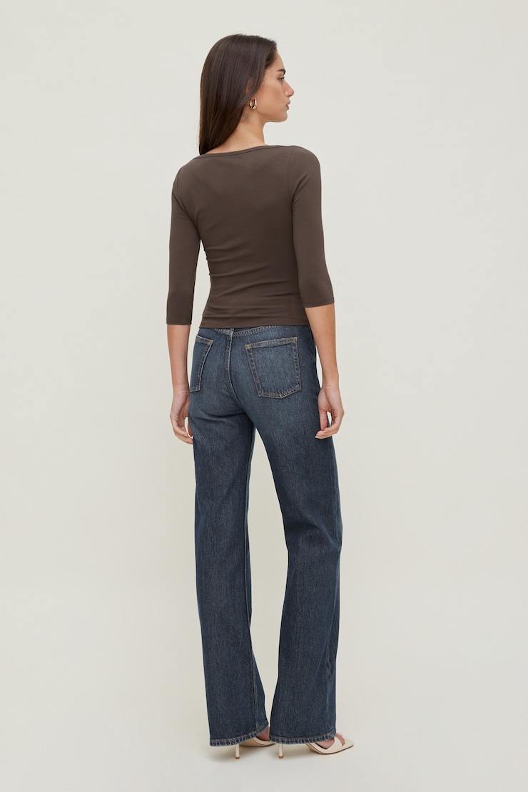 Maude Cotton Spandex T Shirt Light Mocha Brown large