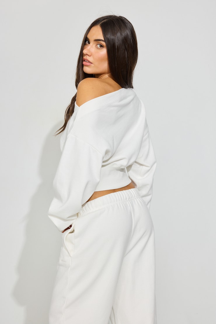 SoftTerry™ Rib Off Shoulder Sweater, Snow White, large