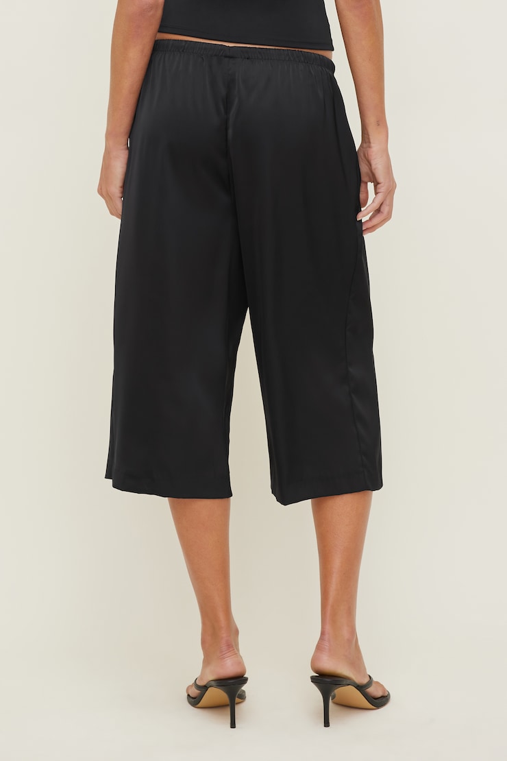 Leo Satin Capri Pants Jet Black large