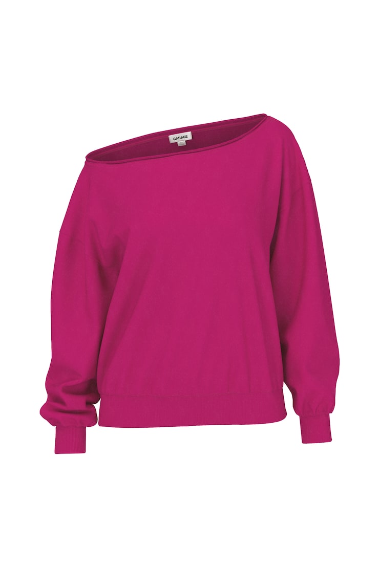 SoftTerry™ Off Shoulder Sweatshirt, Raspberry Cheeks Pink, large