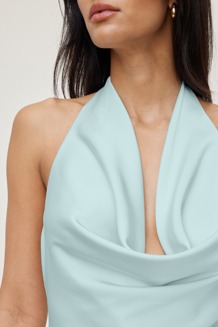 Camila Satin Romper Mini Dress Wan Blue large