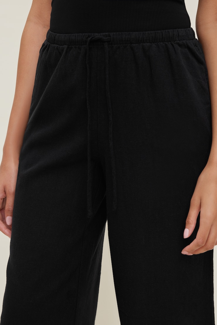 Leo Linen Capri Pants Jet Black large