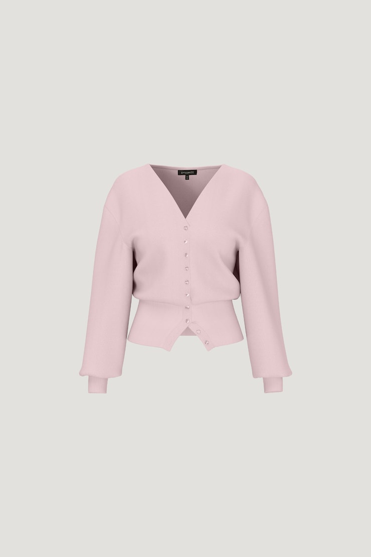 V Neck Cardigan Pale Lilac Pink large