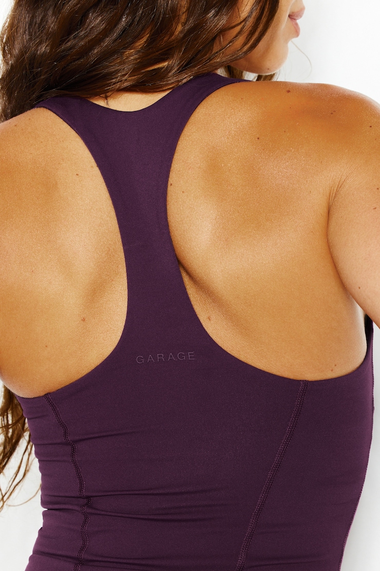 Active Racerback Corset Top, Wild Berry Maroon, large