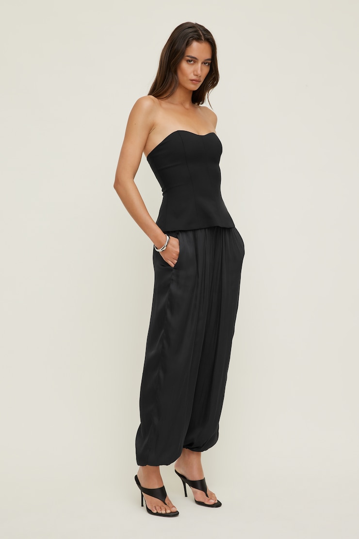 Peplum Bustier Top Black | Dynamite