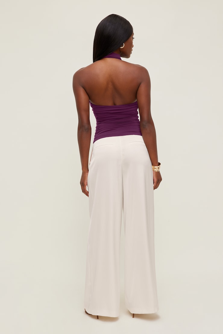 Satin Wide Leg Pants Sea Salt Cream large
