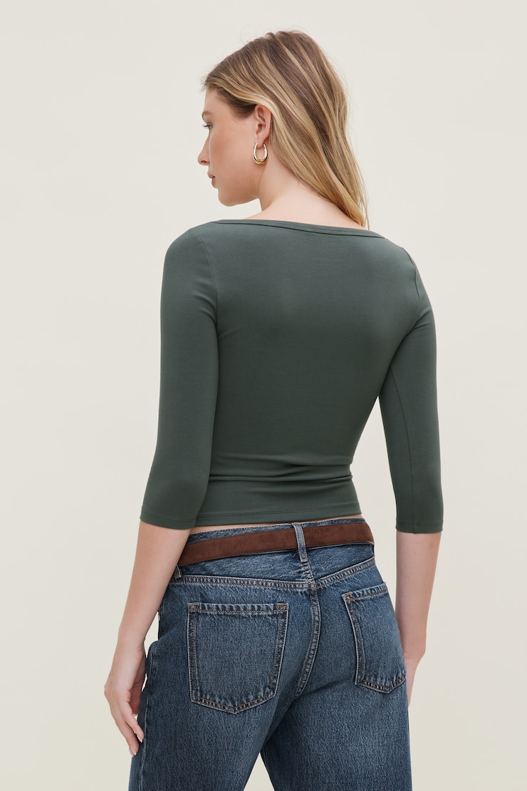 T-shirt en coton et spandex Maude Vert urbain chic large