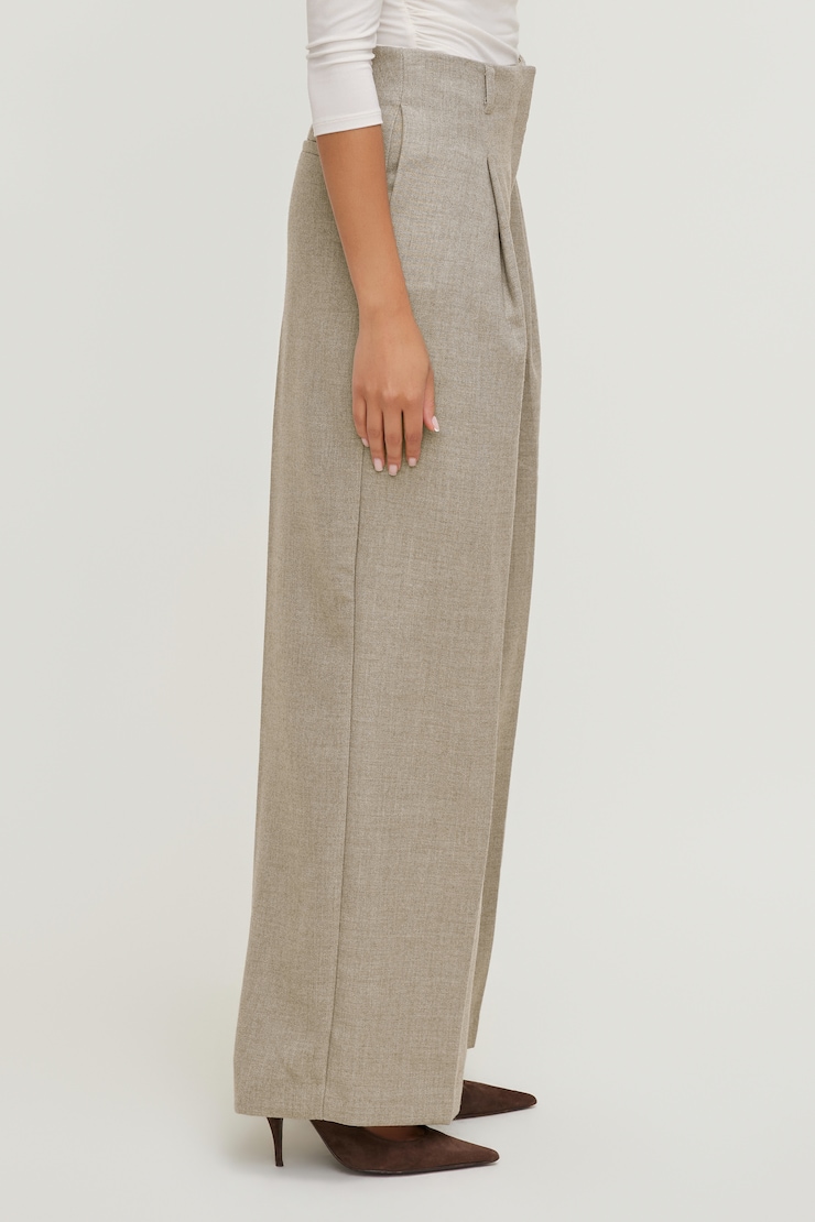 Mid Rise Wide Leg Pants Warm Oats Beige large