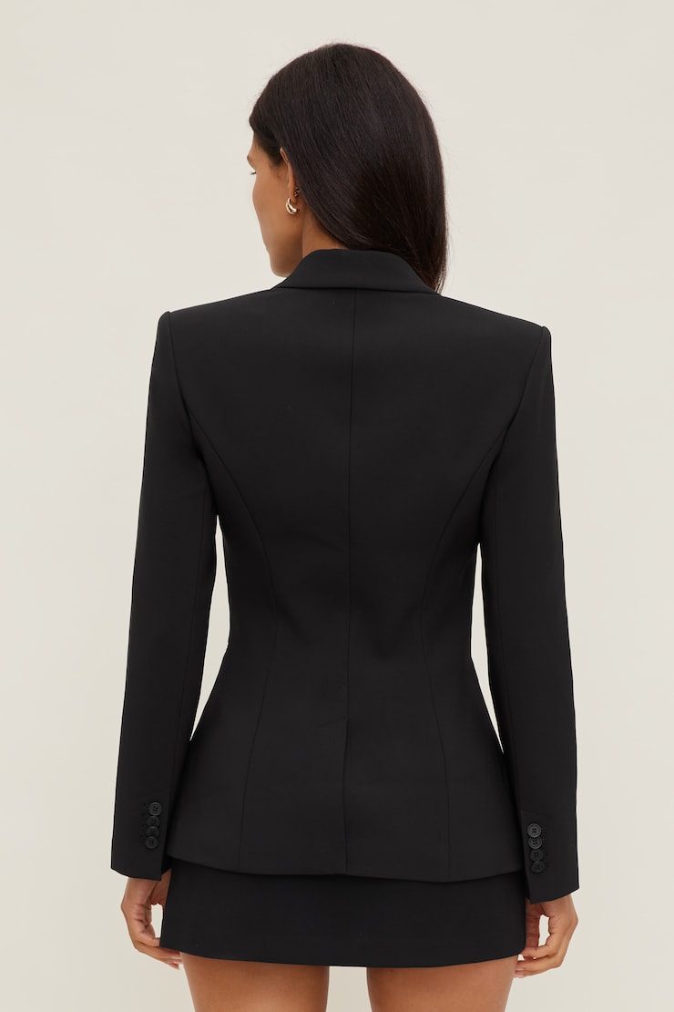 Lara Cinched Crepe Blazer Jet Black large