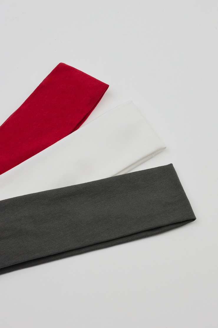 Set of 3 Stretchy Headbands, Jester Red/Burnt Ash Grey/White, large