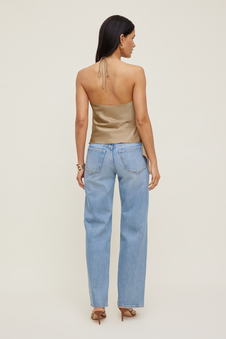 Satin Wrap Halter Top Cornstalk Beige large