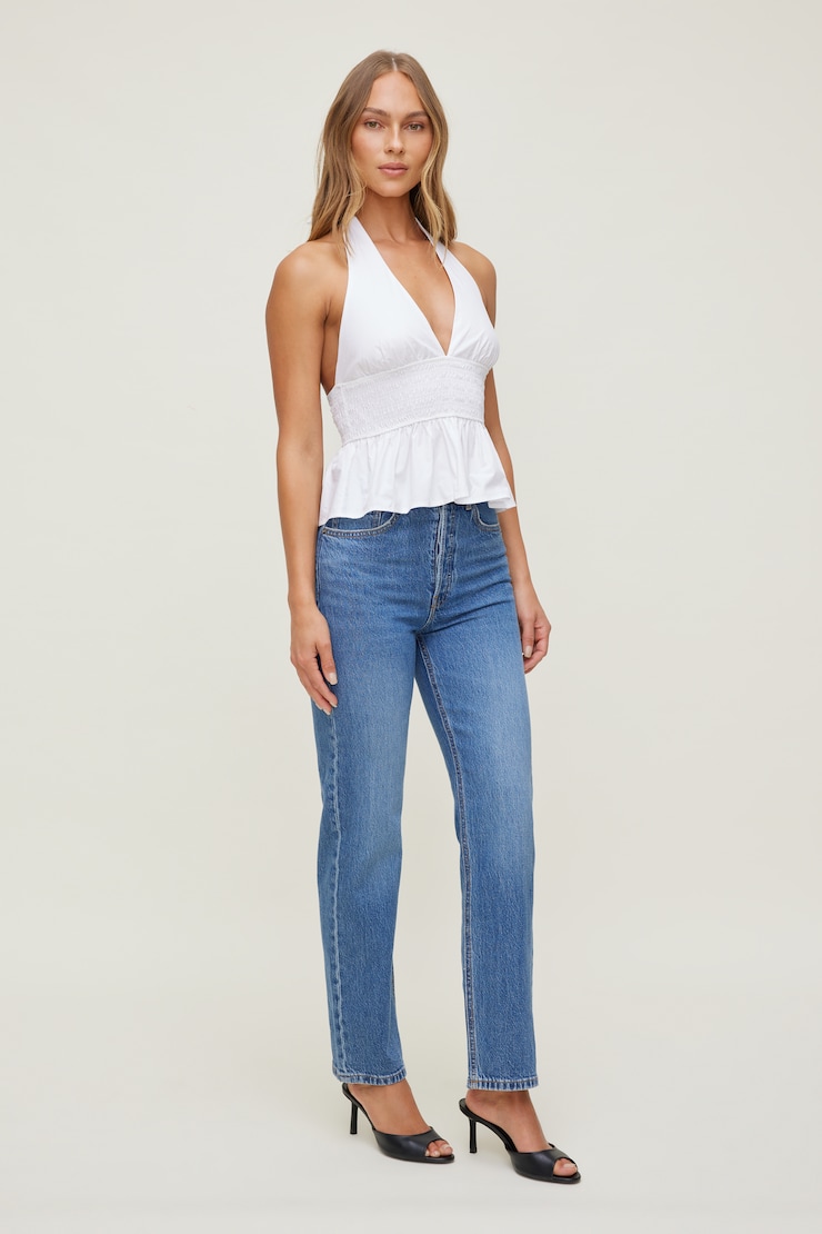 Gemma Poplin Halter Top Bright White large