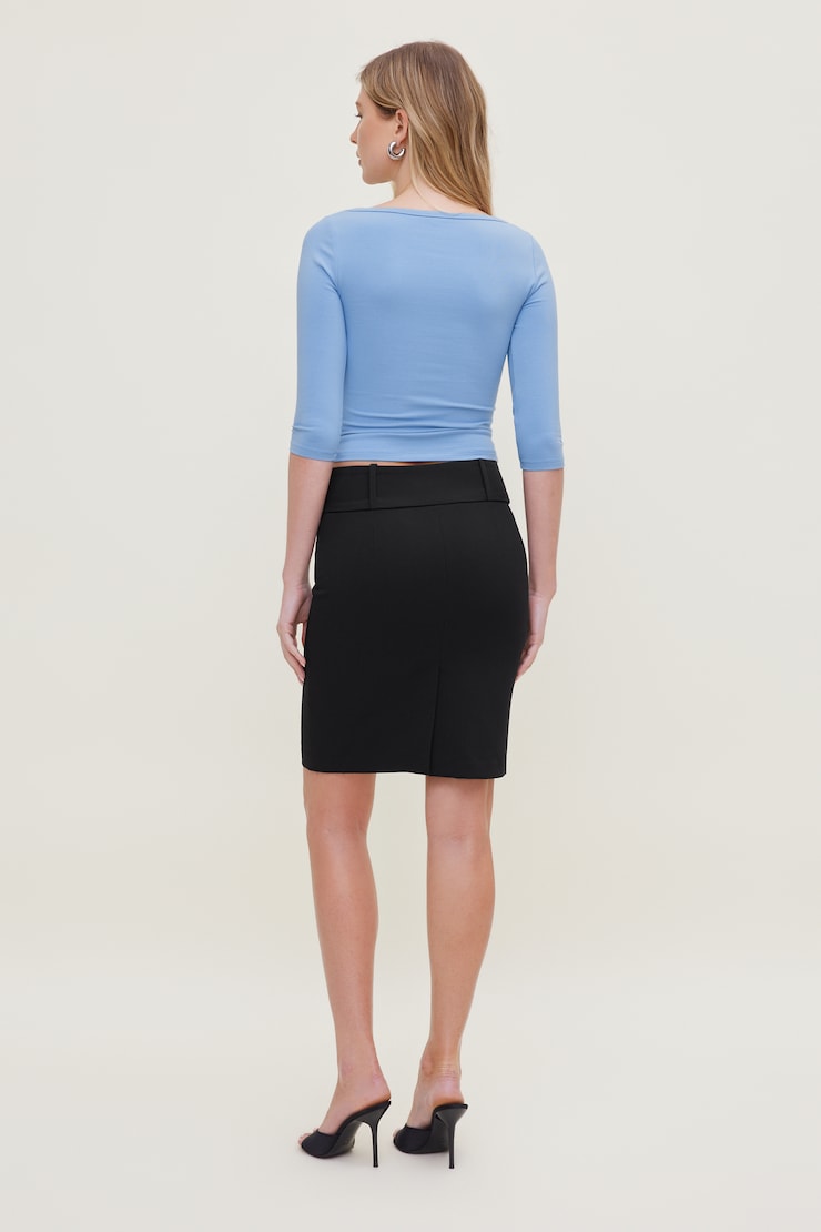 T-shirt en coton et spandex Maude Bleu Bel Air large
