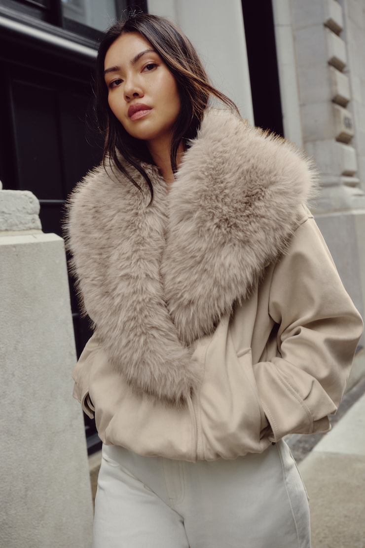 Blouson aviateur en faux suède