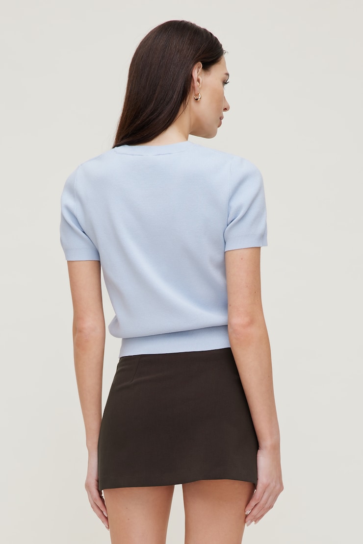 Clara Short Sleeve Sweater Heather Blue large