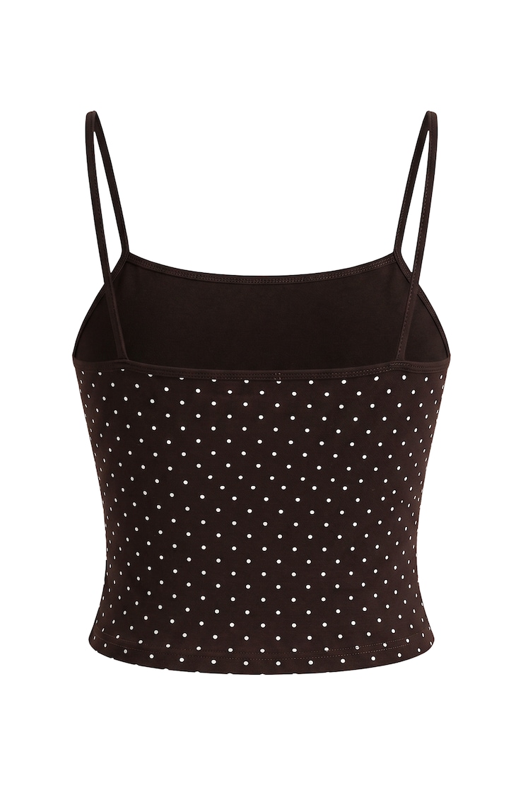 StretchTerry™ Scoop Cami Top, Armadillo Brown/White Polka Dots, large