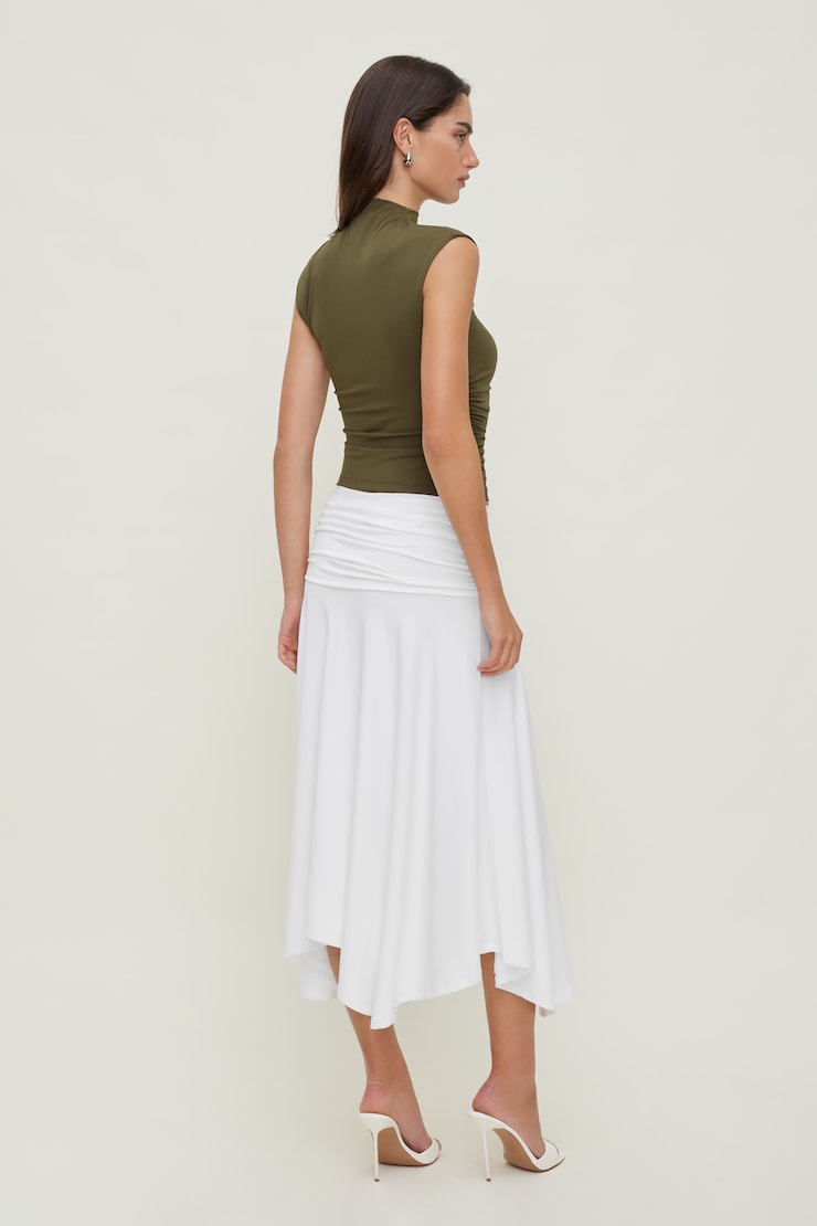 Sculpt Asymmetric Midi Skirt Bright White large
